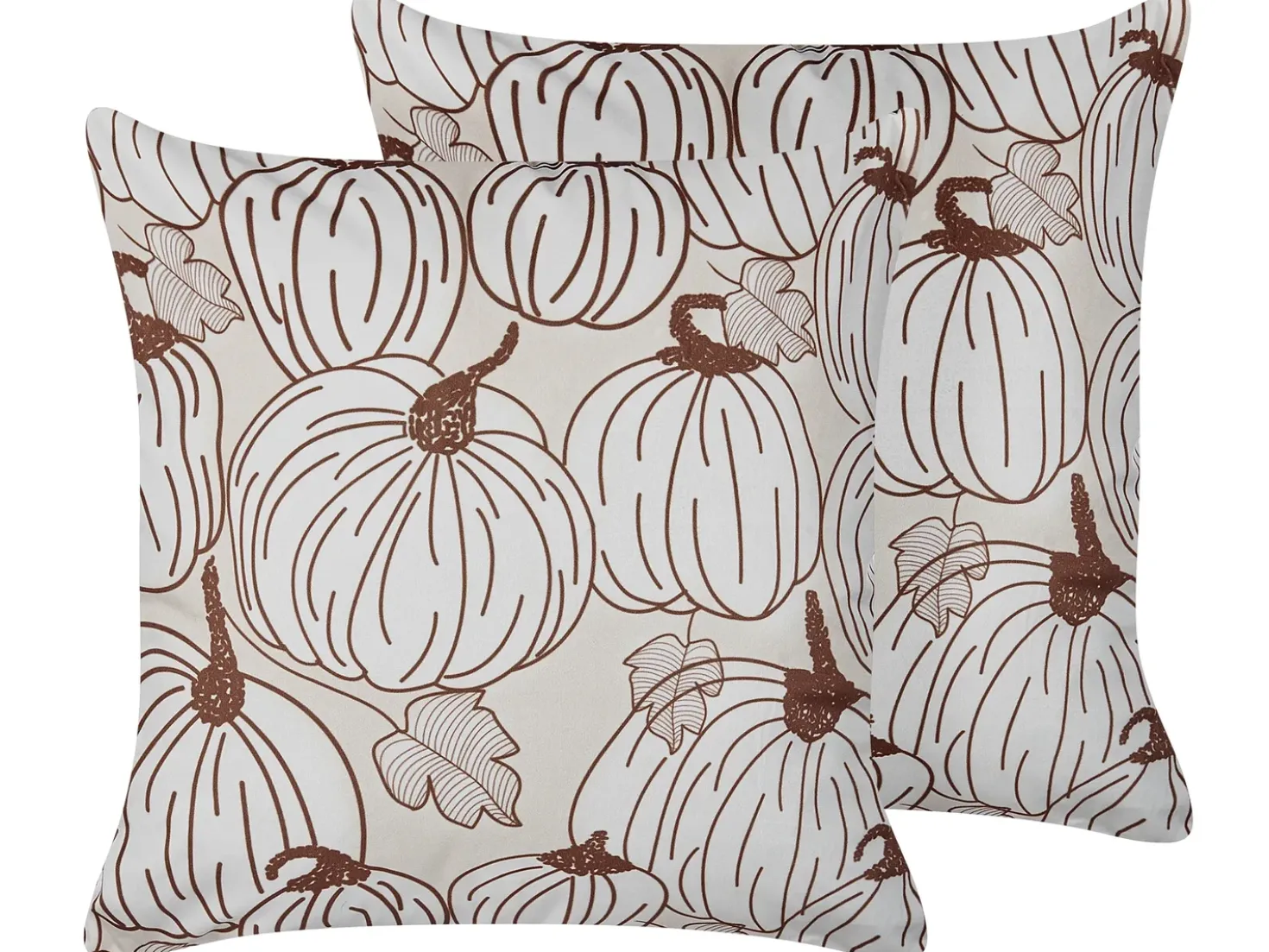 Set di 2 cuscini GOURD Velluto 45 x 45 cm Beige Trama di piante