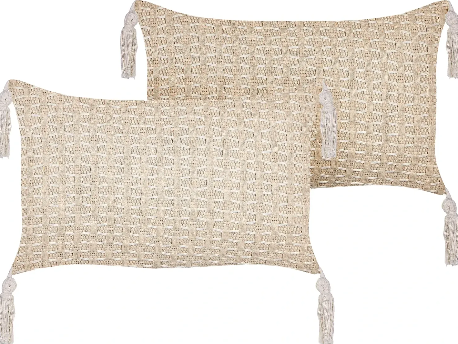 Set di 2 cuscini HAKONE 45 x 25 cm Beige chiaro Trama geometrica