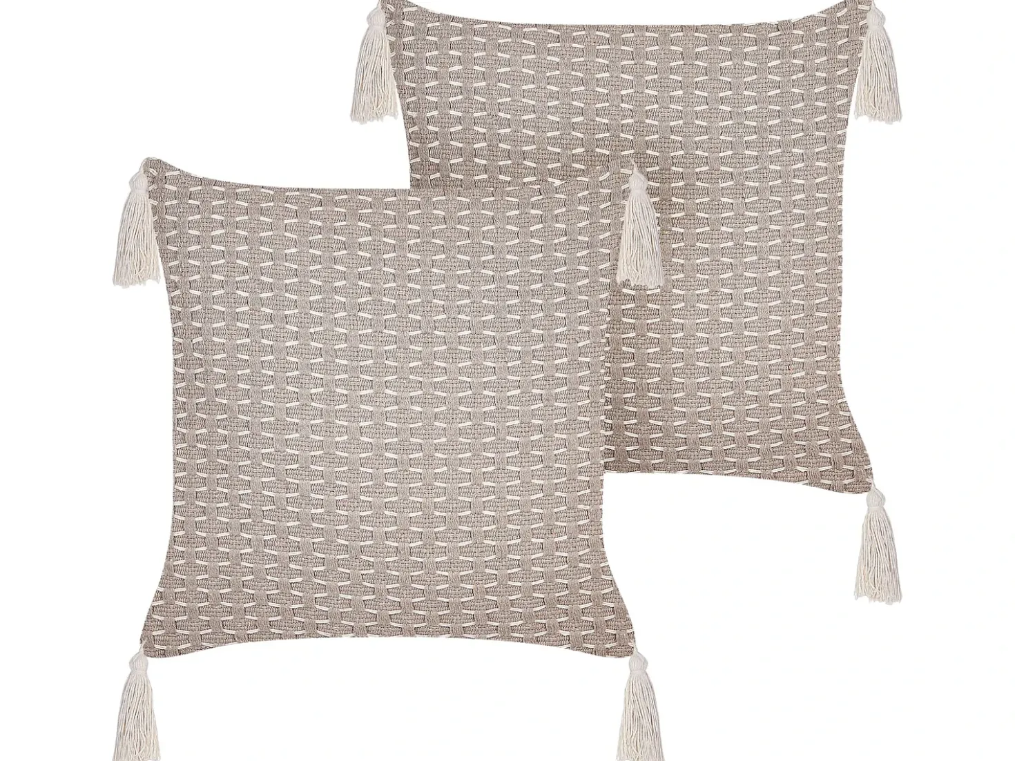 Set di 2 cuscini HAKONE 42 x 42 cm Tortora Trama geometrica