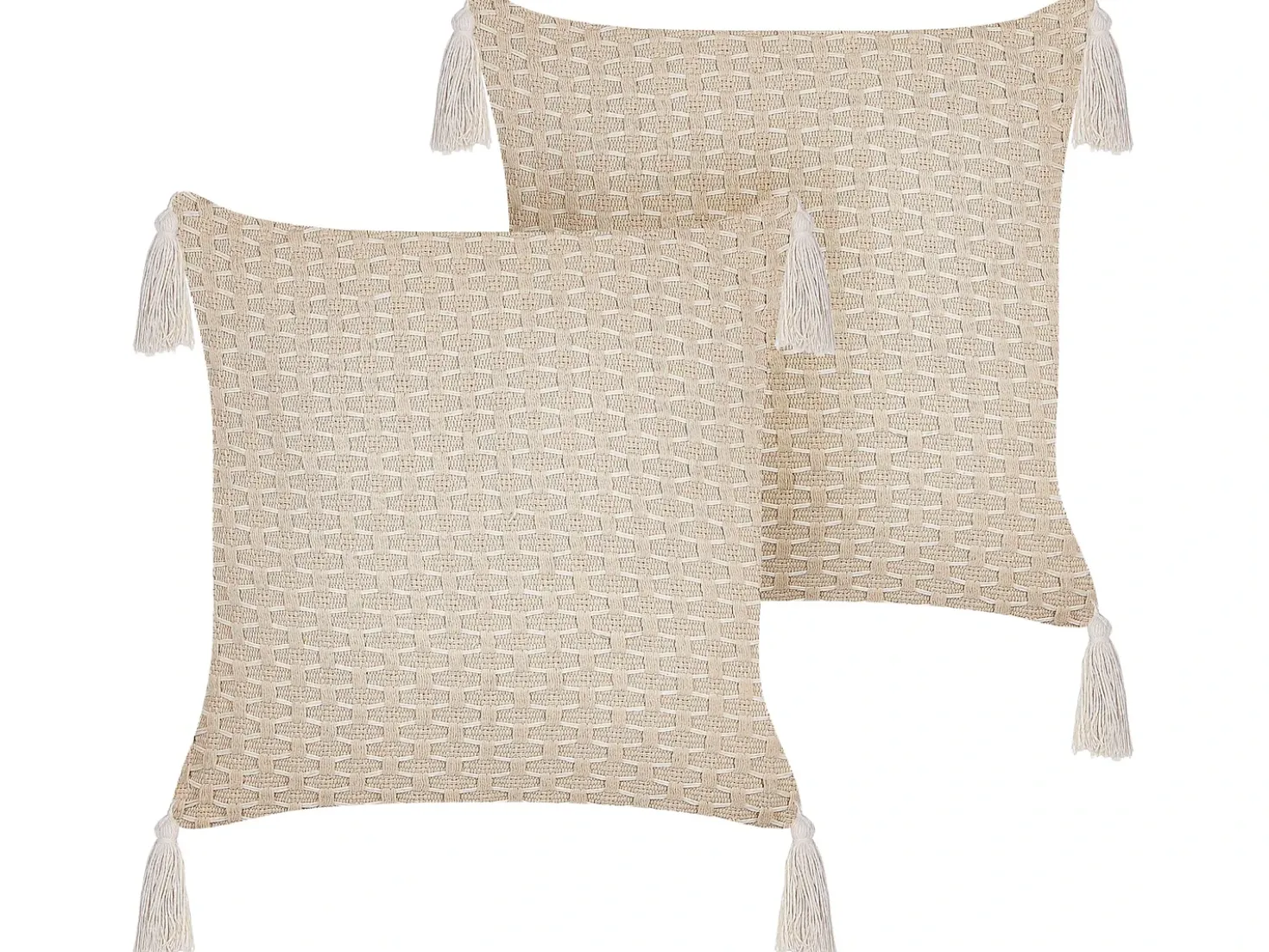 Set di 2 cuscini HAKONE 42 x 42 cm Beige chiaro Trama geometrica