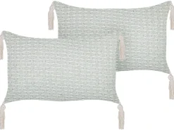 Set di 2 cuscini HAKONE 45 x 25 cm Verde menta Trama geometrica