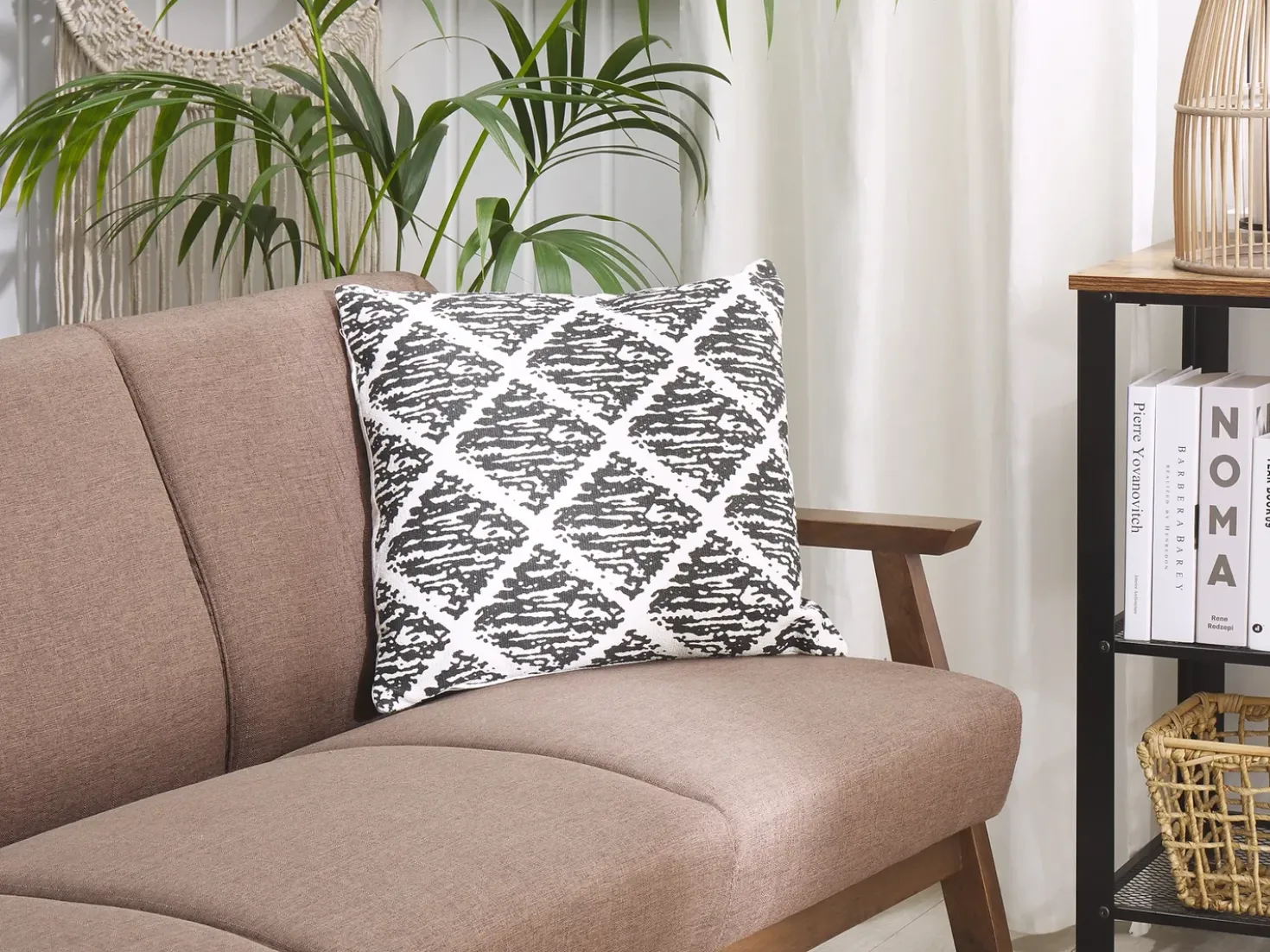 Set di 2 cuscini HAZRO Cotone 45 x 45 cm Nero Trama geometrica