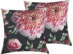 Set di 2 cuscini HEDERA 45 x 45 cm Nero Trama floreale