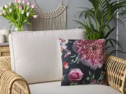 Set di 2 cuscini HEDERA 45 x 45 cm Nero Trama floreale