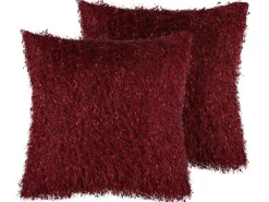 Set di 2 cuscini HELLEBORE 45 x 45 cm Rosso scuro Tinta unita