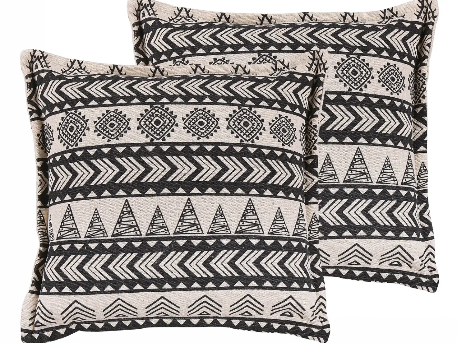Set di 2 cuscini HENTEPE Cotone 45 x 45 cm Nero Trama geometrica