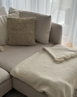 Set di 2 cuscini HOWEA Cotone 45 x 45 cm Beige Trama geometrica