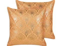 Set di 2 cuscini HOYA Cotone 45 x 45 cm Arancione Trama geometrica