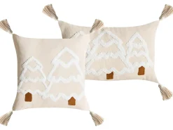 Set di 2 cuscini INTSIA Cotone 30 x 50 cm 45 x 45 cm Beige chiaro Modello natalizio