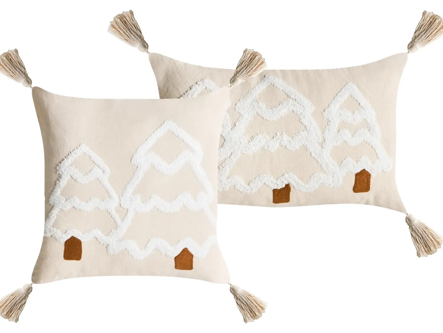 Set di 2 cuscini INTSIA Cotone 30 x 50 cm 45 x 45 cm Beige chiaro Modello natalizio