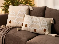 Set di 2 cuscini INTSIA Cotone 30 x 50 cm 45 x 45 cm Beige chiaro Modello natalizio