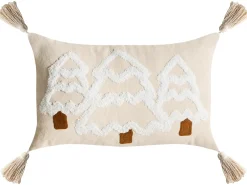 Set di 2 cuscini INTSIA Cotone 30 x 50 cm 45 x 45 cm Beige chiaro Modello natalizio