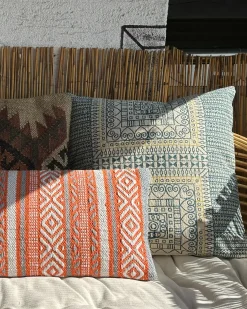 Set di 2 cuscini INULA Cotone 30 x 50 cm Arancione Trama geometrica