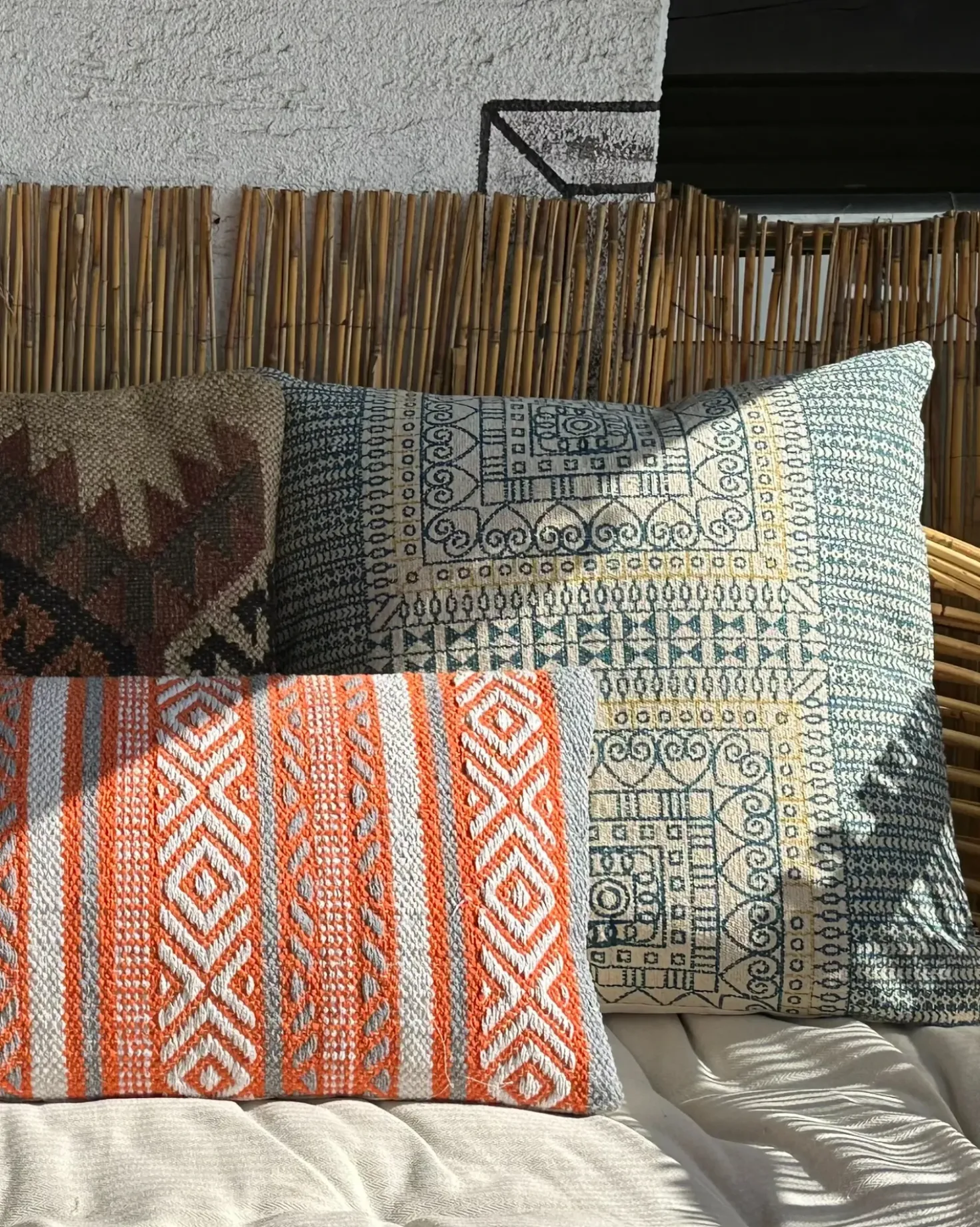 Set di 2 cuscini INULA Cotone 30 x 50 cm Arancione Trama geometrica