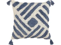 Set di 2 cuscini JACARANDA Cotone 45 x 45 cm Blu Trama geometrica