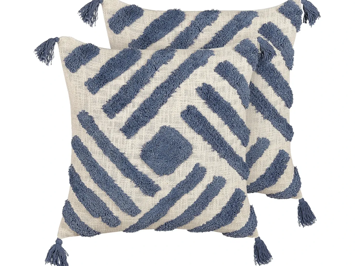 Set di 2 cuscini JACARANDA Cotone 45 x 45 cm Blu Trama geometrica