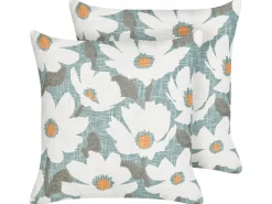 Set di 2 cuscini JATROPHA Cotone 45 x 45 cm Azzurro Trama floreale