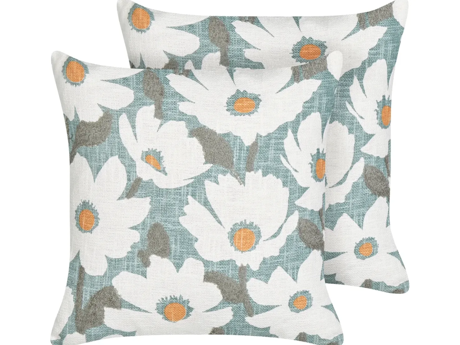 Set di 2 cuscini JATROPHA Cotone 45 x 45 cm Azzurro Trama floreale