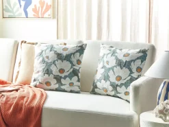 Set di 2 cuscini JATROPHA Cotone 45 x 45 cm Azzurro Trama floreale