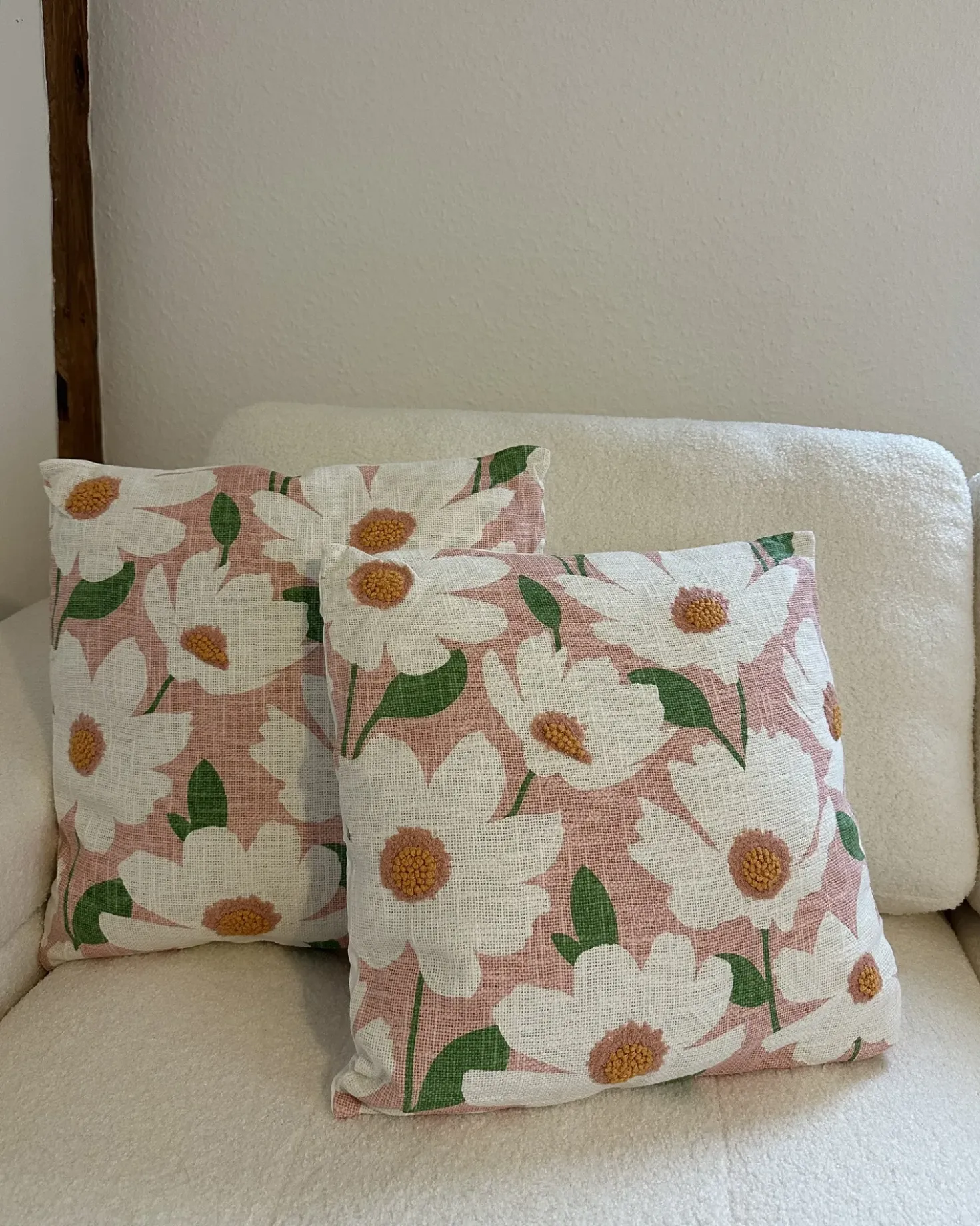 Set di 2 cuscini JATROPHA Cotone 45 x 45 cm Rosa Trama floreale
