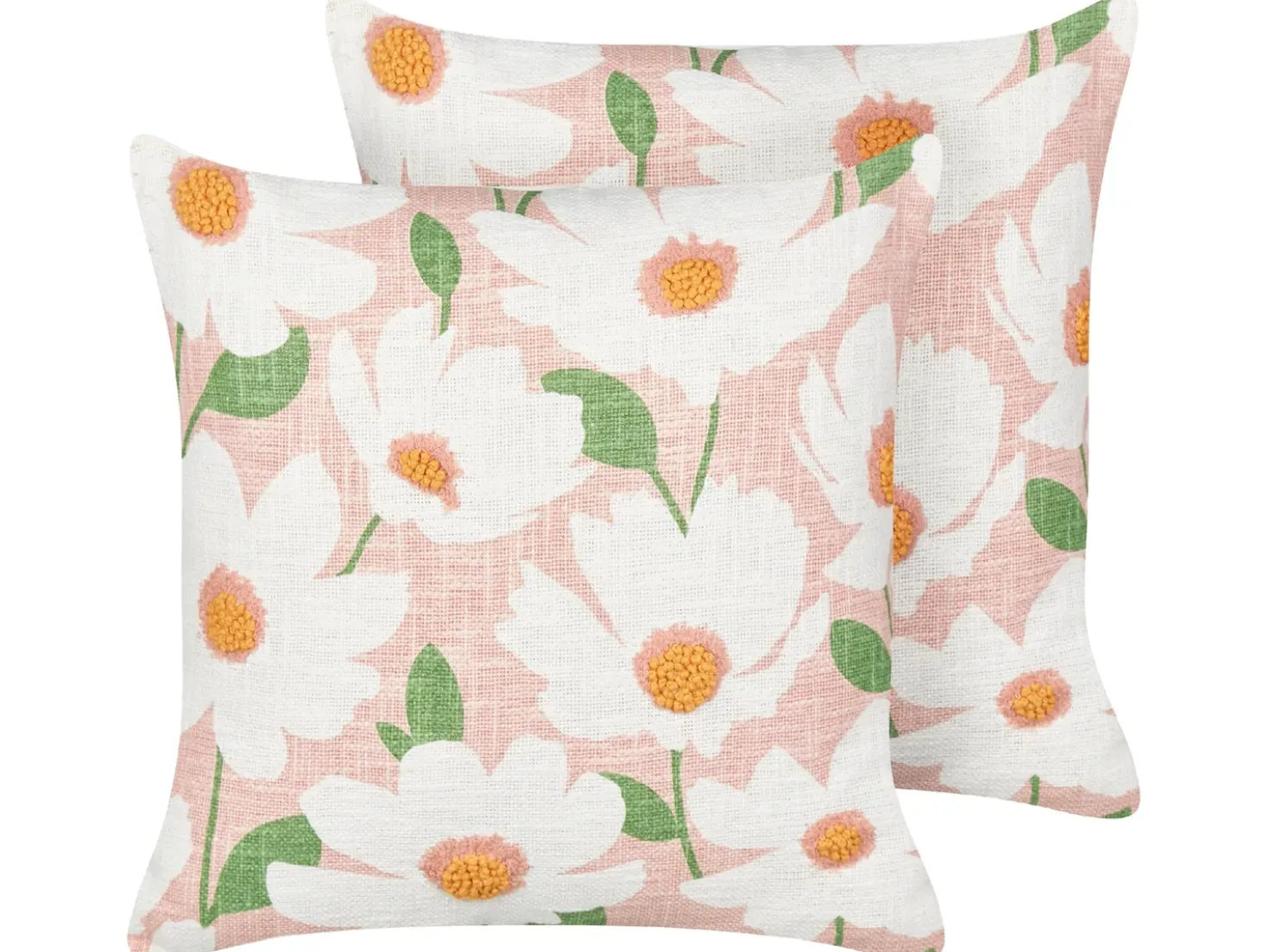 Set di 2 cuscini JATROPHA Cotone 45 x 45 cm Rosa Trama floreale