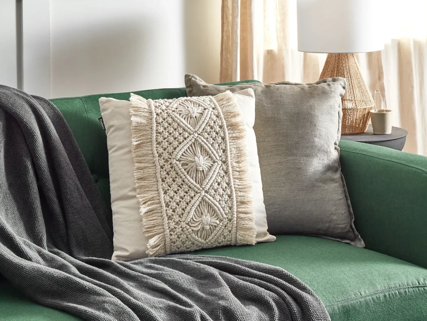 Set di 2 cuscini KALAM Cotone 45 x 45 cm Beige chiaro Trama geometrica