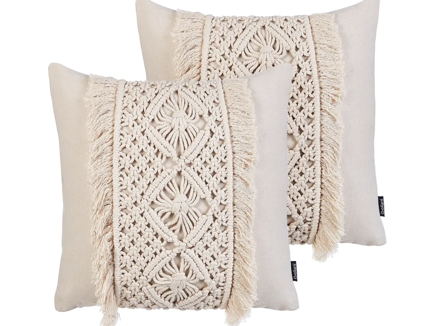 Set di 2 cuscini KALAM Cotone 45 x 45 cm Beige chiaro Trama geometrica