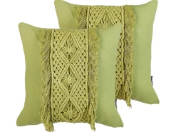 Set di 2 cuscini KALAM Cotone 45 x 45 cm Verde Trama geometrica