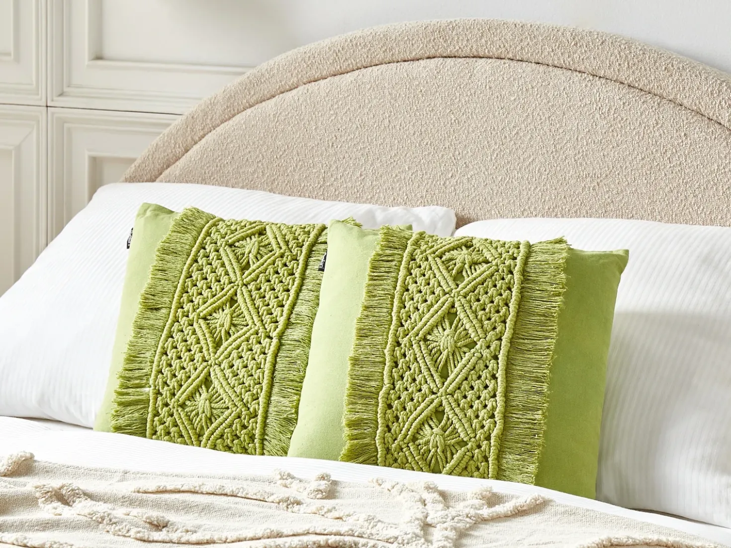 Set di 2 cuscini KALAM Cotone 45 x 45 cm Verde Trama geometrica