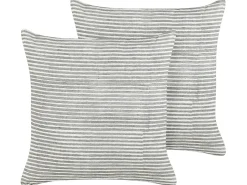 Set di 2 cuscini KANPAS Lino 50 x 50 cm Grigio A strisce