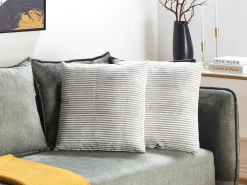 Set di 2 cuscini KANPAS Lino 50 x 50 cm Grigio A strisce