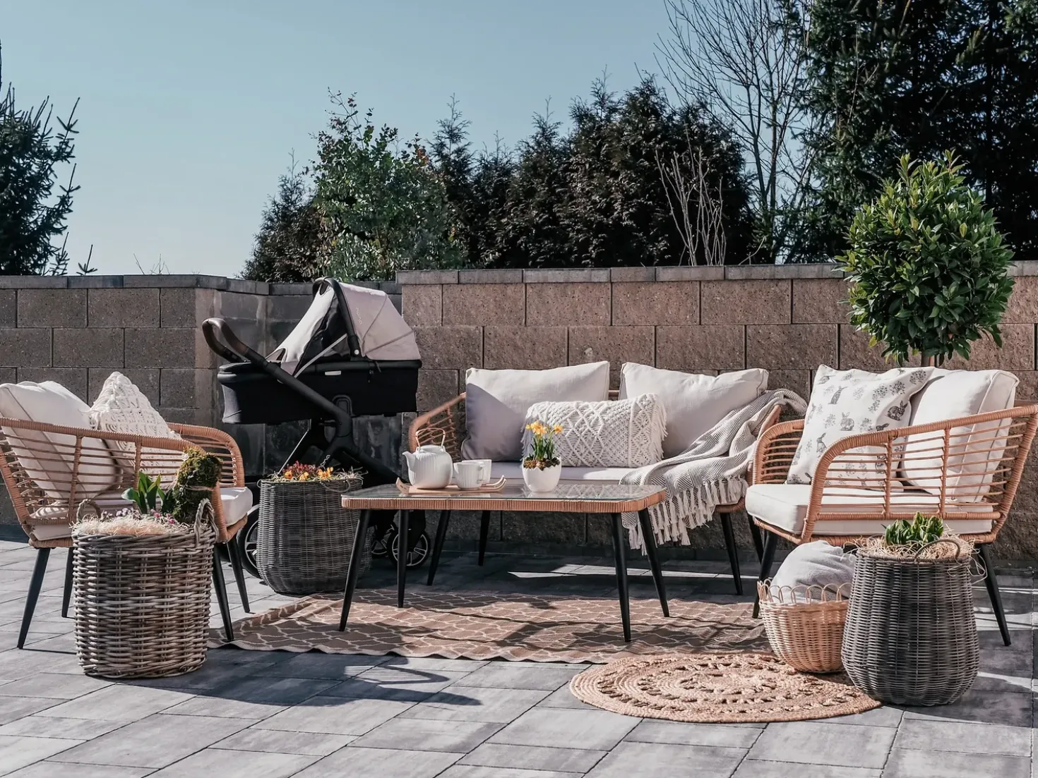 Set di 2 cuscini KIRIKKALE Cotone 30 x 45 cm Grigio Trama geometrica