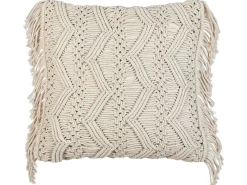 Set di 2 cuscini KIRIKKALE Cotone 45 x 45 cm Beige chiaro Trama geometrica