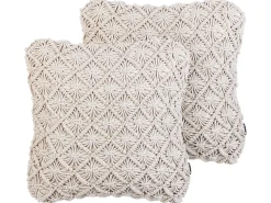 Set di 2 cuscini KIZKALESI Cotone 45 x 45 cm Beige chiaro Trama geometrica