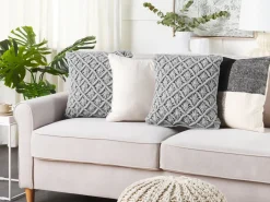 Set di 2 cuscini KIZKALESI Cotone 45 x 40 cm Grigio Trama geometrica