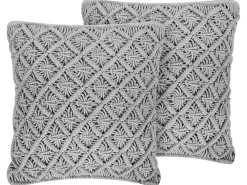 Set di 2 cuscini KIZKALESI Cotone 45 x 40 cm Grigio Trama geometrica