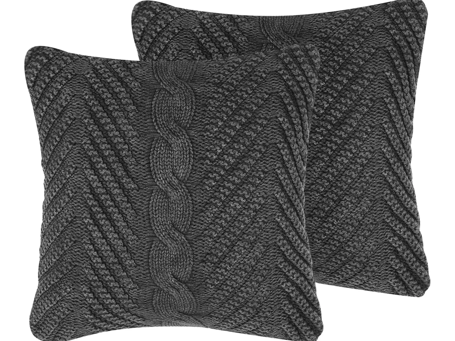 Set di 2 cuscini KONNI Cotone 45 x 45 cm Grigio Trama Chevron