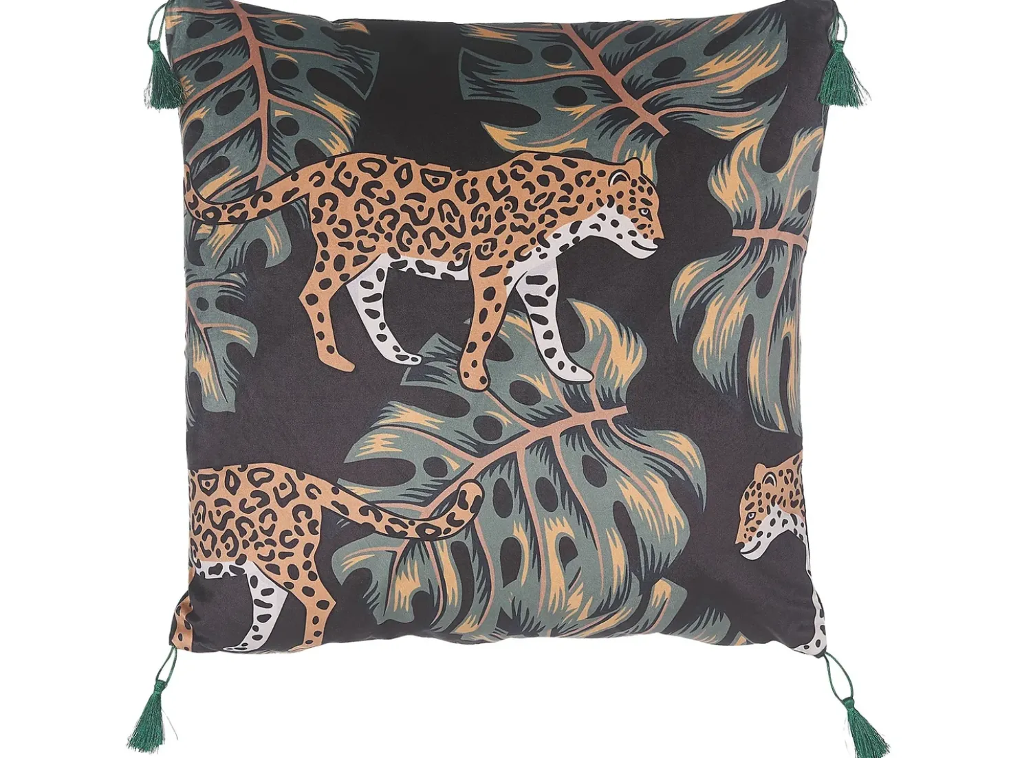 Set di 2 cuscini KUHI Velluto 45 x 45 cm Nero Trama animale