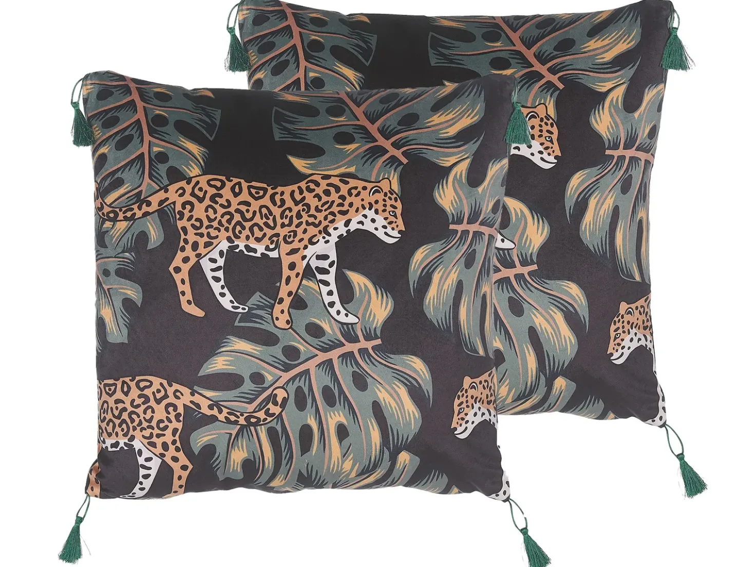 Set di 2 cuscini KUHI Velluto 45 x 45 cm Nero Trama animale