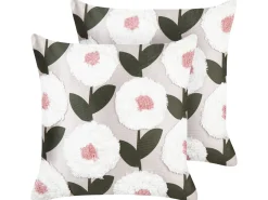 Set di 2 cuscini KUNRI Cotone 45 x 45 cm Multicolore Trama floreale