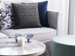 Set di 2 cuscini LALAM Cotone 45 x 45 cm Grigio Trama geometrica