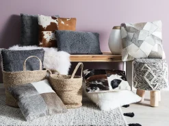 Set di 2 cuscini LALAM Cotone 45 x 45 cm Grigio Trama geometrica