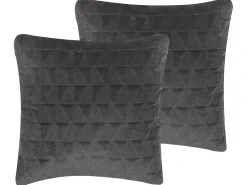 Set di 2 cuscini LALAM Cotone 45 x 45 cm Grigio Trama geometrica
