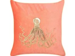 Set di 2 cuscini LAMINARIA Velluto 45 x 45 cm Corallo Trama animale