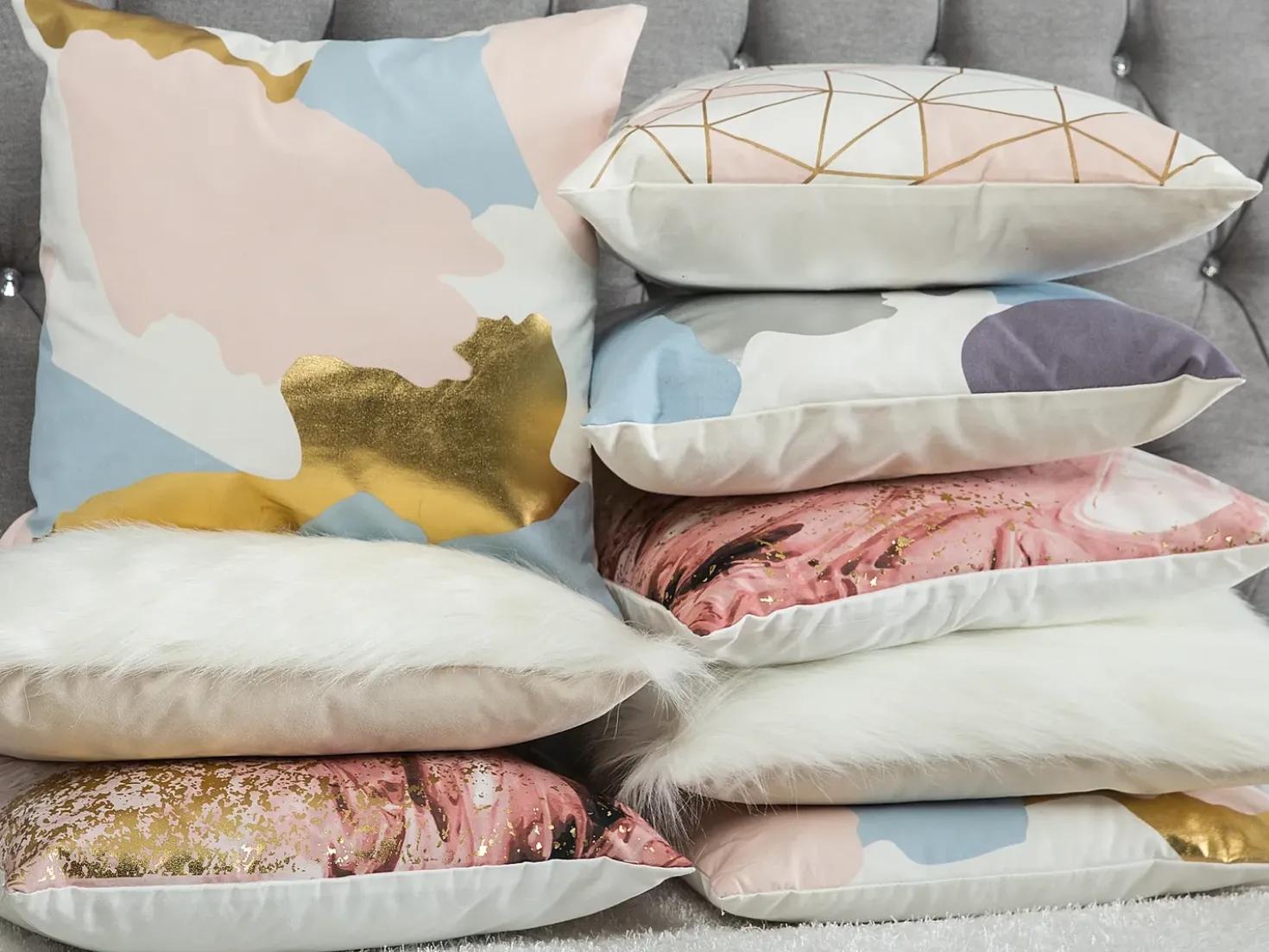 Set di 2 cuscini LANTANA 45 x 45 cm Rosa Effetto marmo