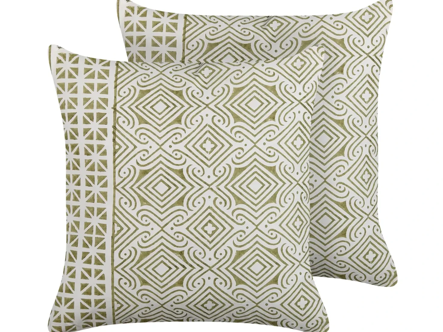 Set di 2 cuscini LARICS Cotone 45 x 45 cm Verde Trama orientale
