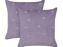 Set di 2 cuscini LAVATERA 45 x 45 cm Viola Trama floreale