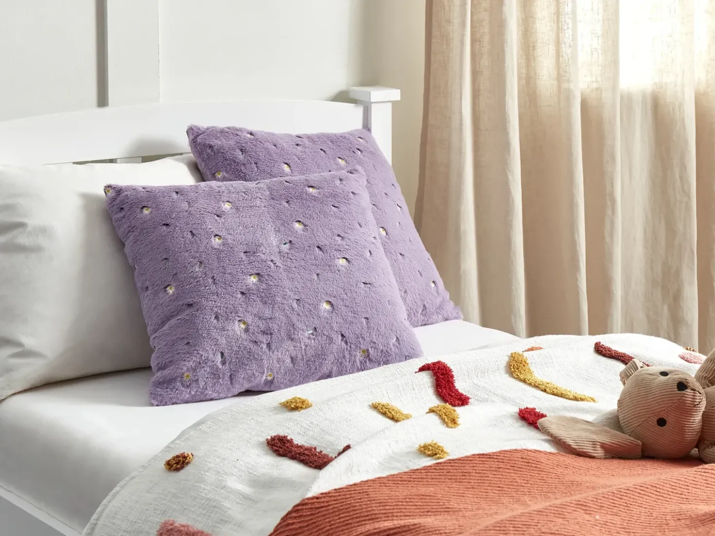 Set di 2 cuscini LAVATERA 45 x 45 cm Viola Trama floreale