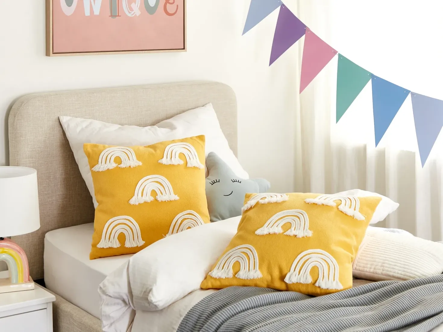 Set di 2 cuscini LEEA Cotone 45 x 45 cm Giallo