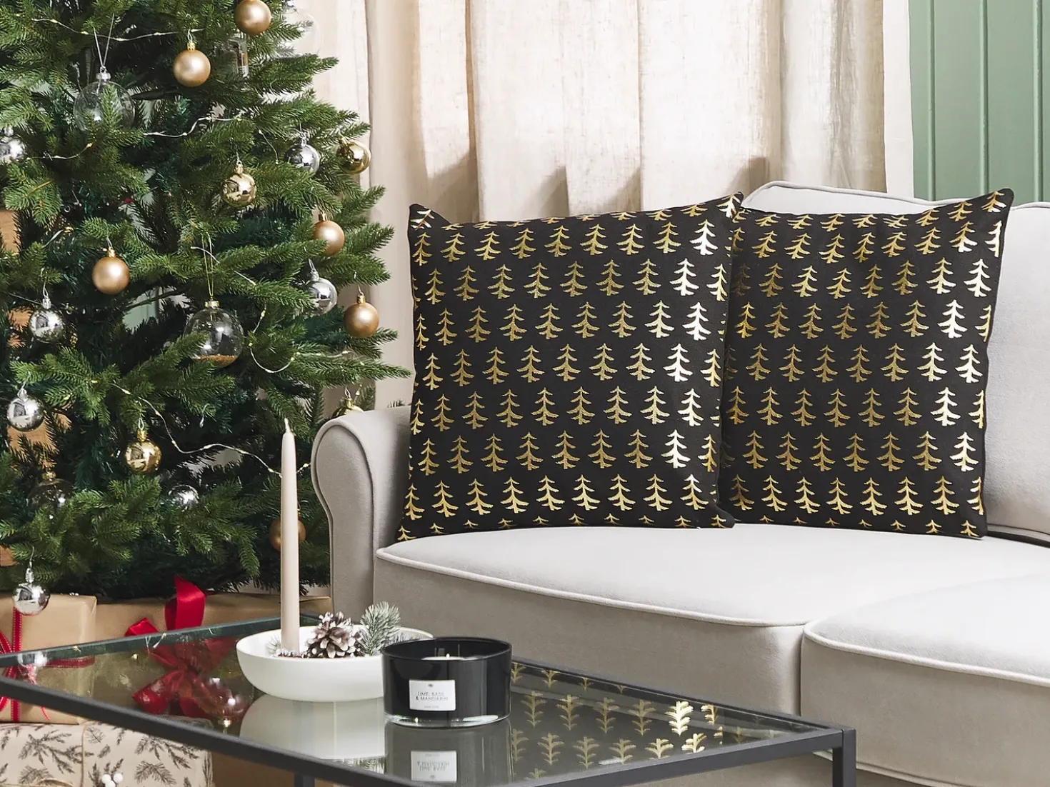Set di 2 cuscini LEROY Cotone 45 x 45 cm Nero Modello natalizio